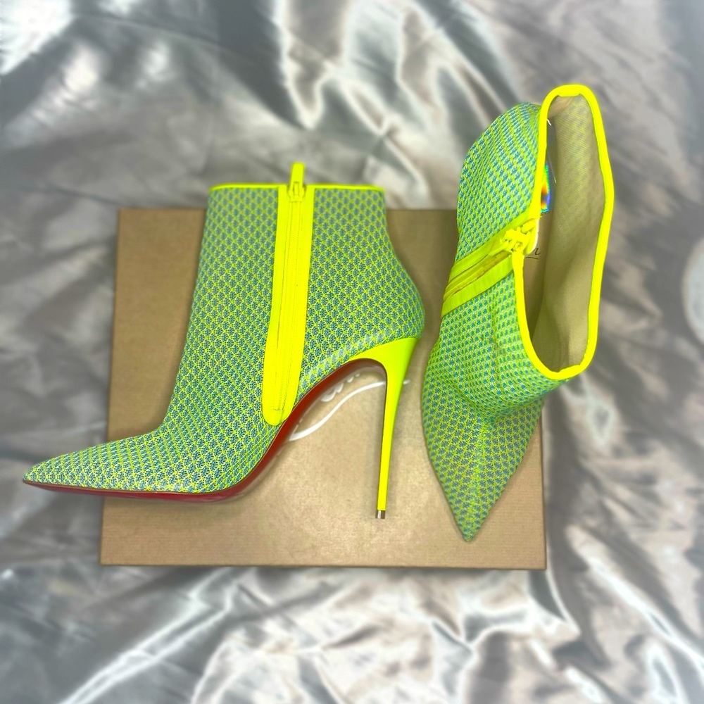 Christian Louboutin Gipsy Neon Lace Booties 100mm Az 42